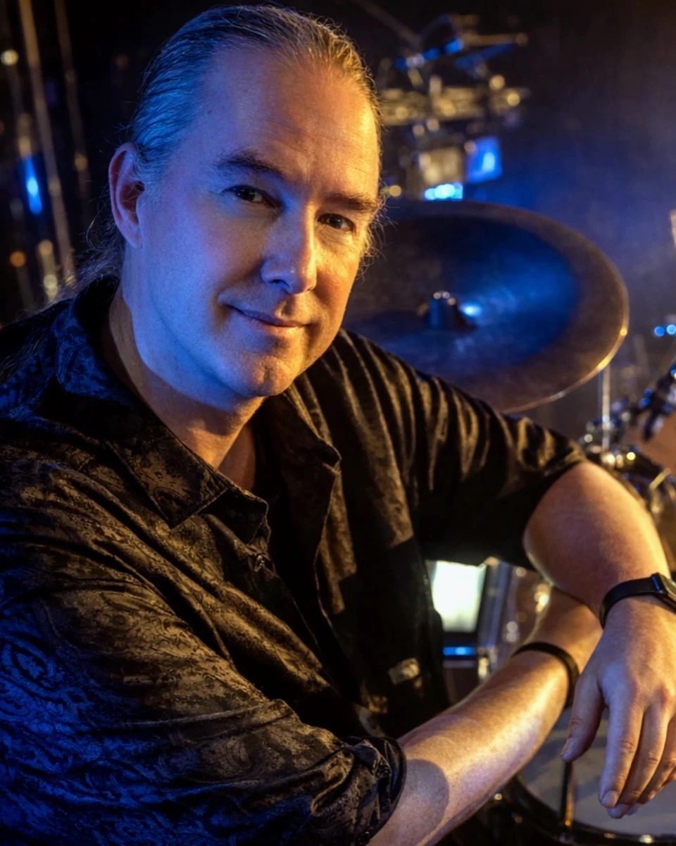 Christian Sommer im Studio am Drumset